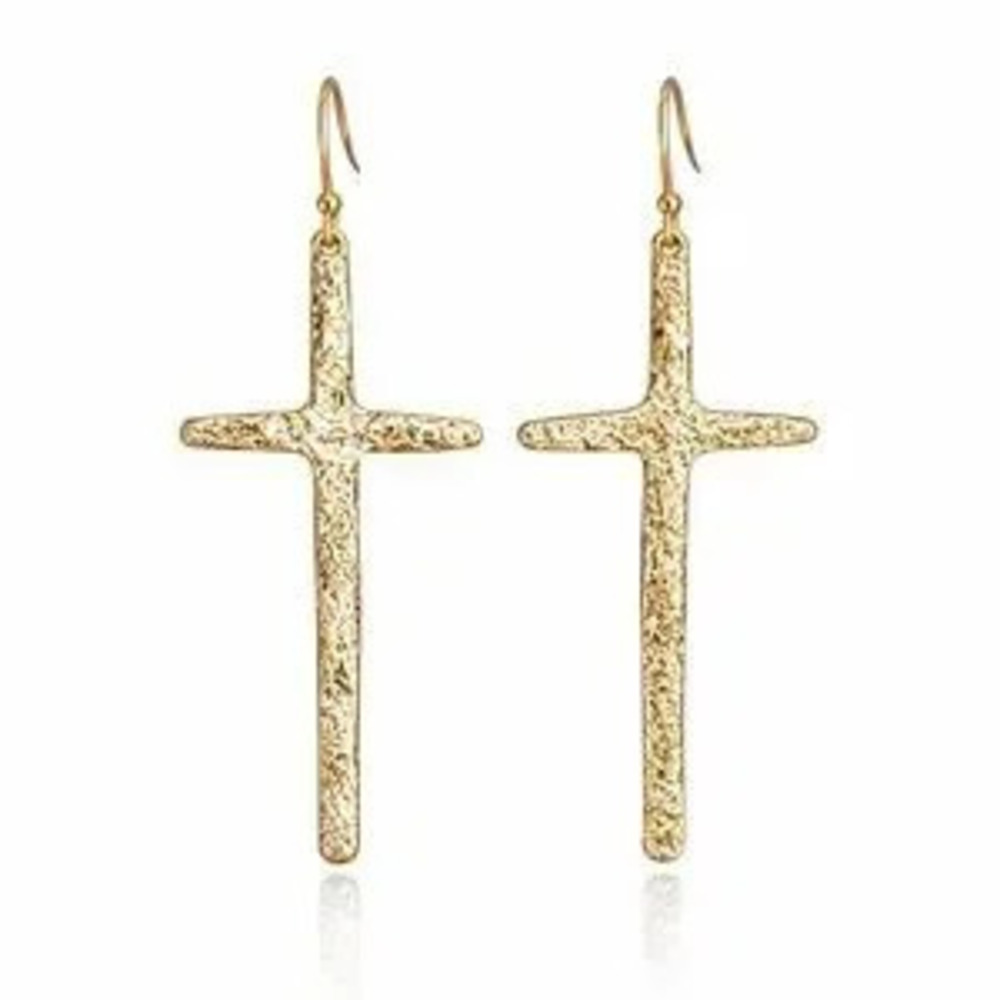 Italian Design Elegant Gold Cross Earrings